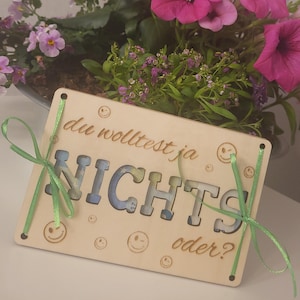 Laserbestand kleine wensvervuller geld cadeau verjaardag houten kaart je wilde niets SVG laserbestand