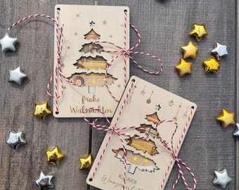 Money card, money gift, wood, wish-fulfiller, SVG, laser file, Christmas, Merry Christmas, wooden card, laser, SVG