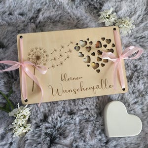 Archivo láser pequeño que cumple deseos dinero regalo cumpleaños tarjeta de madera diente de león SVG archivo láser