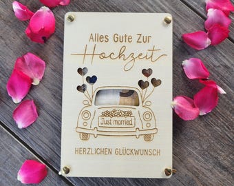 Holzkarte für Geldgeschenke, Hochzeitsgeschenk, Verpackung aus Holz, Holzkarte für Geldscheine, Geldkarte, Hochzeitsreise Geschenk