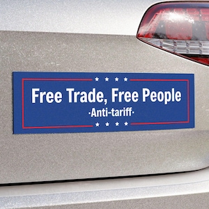 Free Trade, Free People - Funny Political Car Magnet, Sarcastic Bumper Sticker for Anti Trump Car Magnet, Pro-Trade Anti-Tariff Gift
