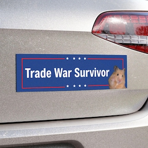 Trade War Survivor - Funny Meme Car Magnet, Economic Humor, Anti-Tariff, Free Trade Support, Protest Decor, Gen Z, Anti-Trump Sticker