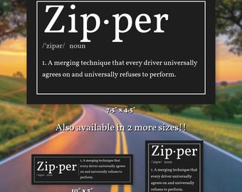 Zipper Definition Car Magnet – Highway Merging Humor Gag Gift