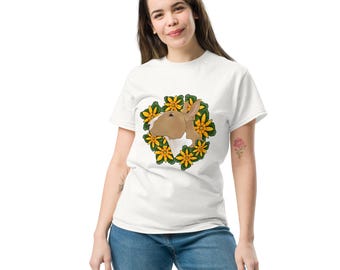 Bullterrier lustiges T-Shirt | Zarte Blumen Hunde Shirt | Unisex Bullterrier Geschenk | Hunde Liebhaber Humor T-Shirt | Haustier-Eltern-Grafik-Shirt