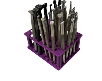 Leather stamp tool rack holds 44 stamps