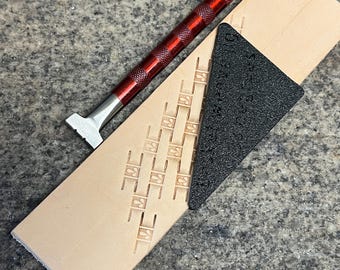 Basket weave stamp guide for leather stamping
