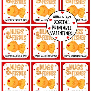 Carte de Saint-Valentin « Câlins et poissons » en téléchargement numérique
