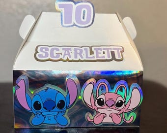 Cajas de dulces personalizadas de Stitch y Angel