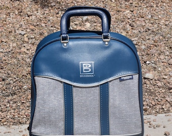 Vintage Brunswick Bowling Bag Blue With Gray Tweed FREE SHIPPING