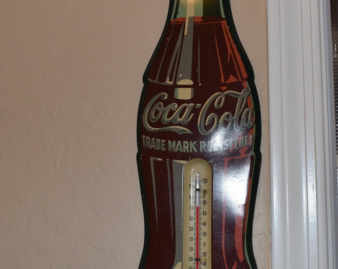 Vintage Tin Coca Cola Bottle Thermometer 17 Inches FREE SHIPPING Etsy