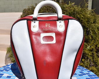 Vintage White and Red Triangle Pattern Bowling Bag FREE