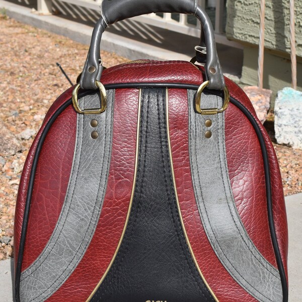Vintage  Burgundy Black with Gold Piping Ajay Bowling Bag FREE SHIPPING