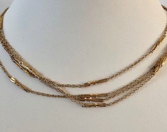 Vintage necklace gold tone long dainty chain with long links by Monet 54"