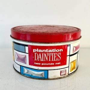 Boîte à bonbons vintage Plantation Dainties : décoration de Noël colorée