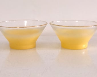 2 vintage Blendo small yellow bowls for fruit salad cereal midcentury glassware
