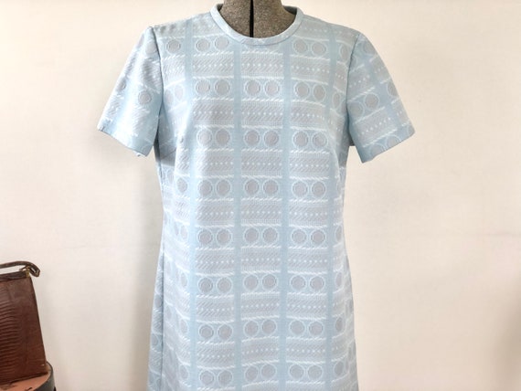 Vintage dress pastel blue knit shift dress Large … - image 2