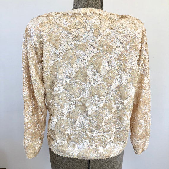 Vintage cardigan sweater iridescent sequin zipper… - image 2