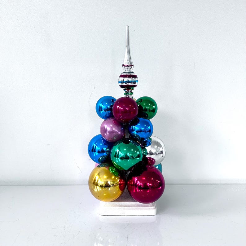 Vintage Christmas Glass Ball Ornaments and Tree Topper Set to Make a