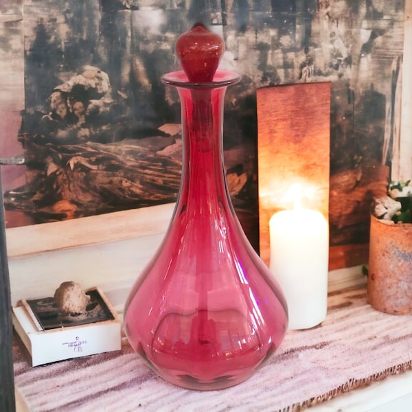 Red Glass Decanter Etsy