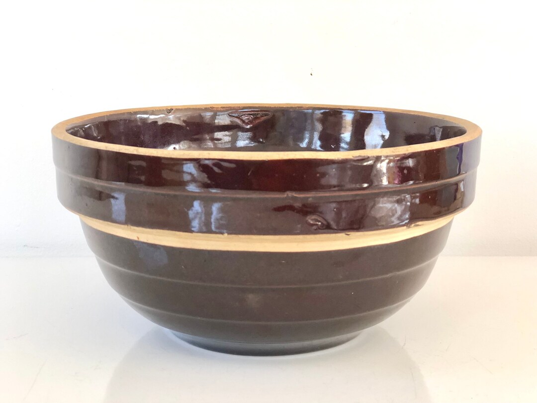 Vintage Antique Brownware Mixing Bowl With Concentric Rings 4” High - Etsy