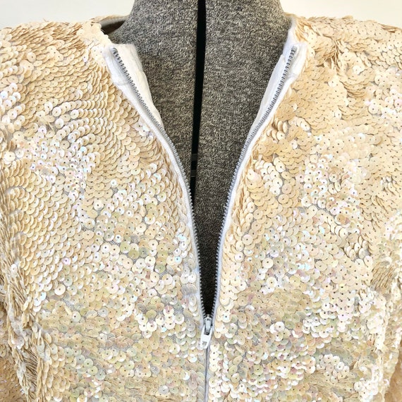 Vintage cardigan sweater iridescent sequin zipper… - image 3