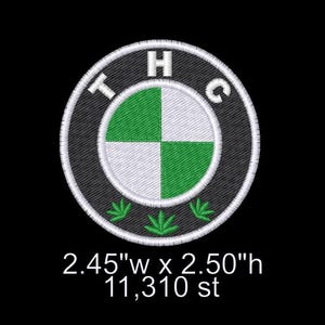 THC BMW Parody Embroidery Machine Design File, Funny Graphic, Digital Stitch, Trendy, Stoner, 420, Beemer, Car Logo, Patch, Hat Design, DST
