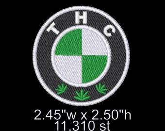 THC BMW Parody Embroidery Machine Design File, Funny Graphic, Digital Stitch, Trendy, Stoner, 420, Beemer, Car Logo, Patch, Hat Design, DST
