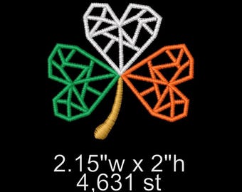 Geometric Shamrock Embroidery Machine Design File, Digital Stitch, Trendy, Cutesy, Elegant, Simple, Basic, Irish, Celtic, Gaelic, Hat, DST