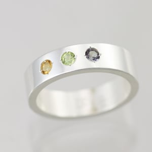 3 Stone Mothers Ring in Sterling Silver (Made to Order)