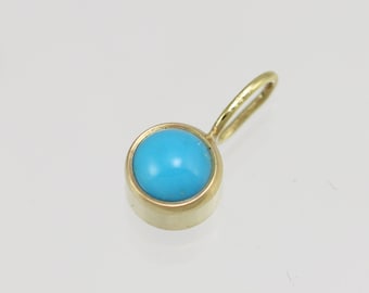 Turquoise Drop Pendant 6mm in 14k Yellow Gold (pendant only)