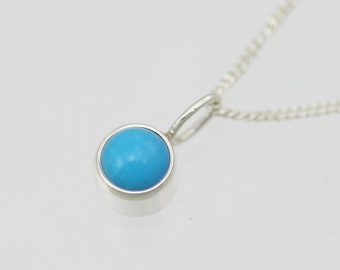 Turquoise Drop Necklace, 6mm in Sterling Silver