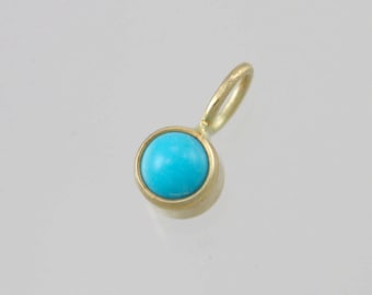 Turquoise Drop Pendant 4mm in 14k Yellow Gold (pendant only)