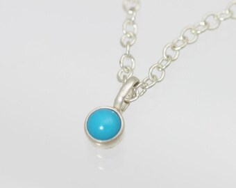 Turquoise Drop Necklace 5mm in Sterling Silver