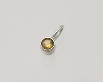 Citrine Drop Pendant 3mm in 14k White Gold (pendant only)
