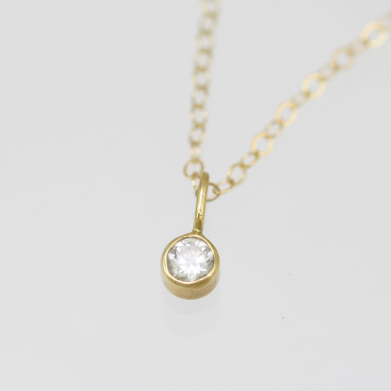 Diamond Drop Necklace 3mm in 14K Yellow Gold image 1