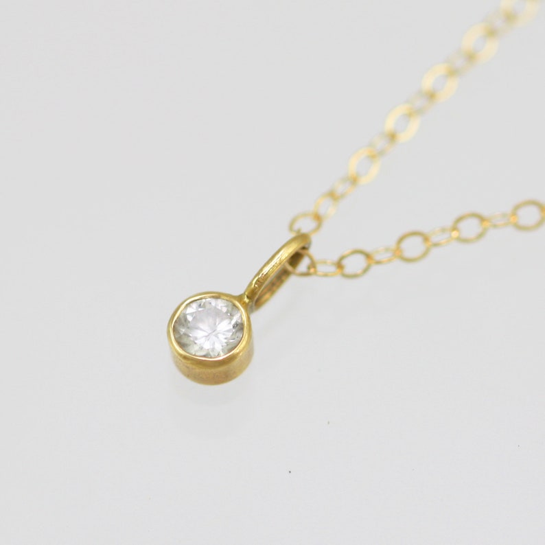 Diamond Drop Necklace 3mm in 14K Yellow Gold image 2