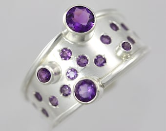 Galaxy Ring in Sterling Silver (Amethyst) made to order