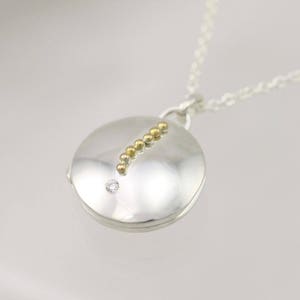 Locket- Falling Star 14K, Sm. (Diamond) (18") Made to Order