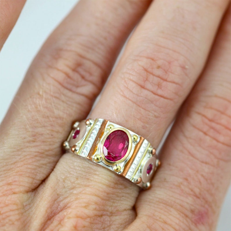 Oval Totem Ring 14k Ruby Made to Order image 3