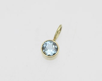 Aquamarine Drop Pendant 5mm 14ky Gold