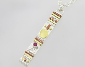 Totem Necklace with Stone(Ruby) (18")