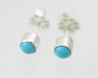 4mm Turquoise Drop Studs in Sterling Silver