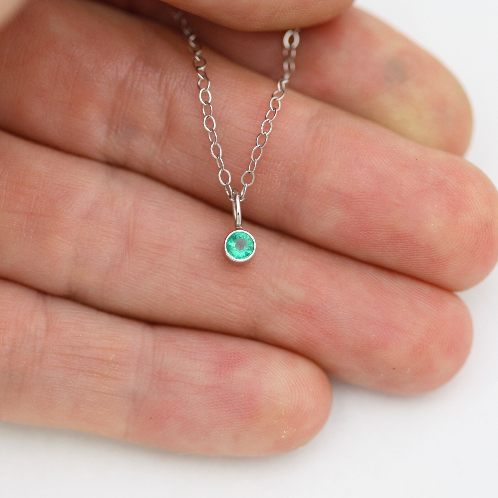 Emerald Drop Pendant in 14k White Gold pendant Only Etsy