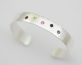 Hamrad födelsestensarmband 10 mm i sterlingsilver