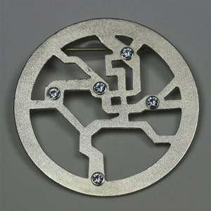 Metro kaart Brooch, Washington D.C. (Aquamarine)