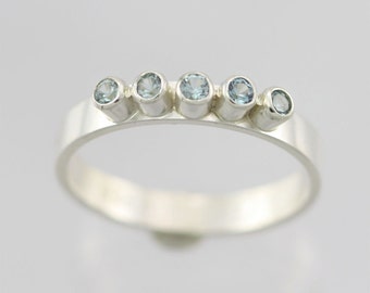 5 Stone Ring (Blue Zircon) Made to Order