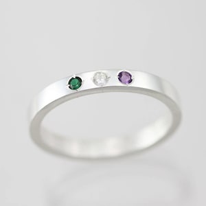 3 Stone Mothers Ring, Small in Sterling Silver (Made to Order)