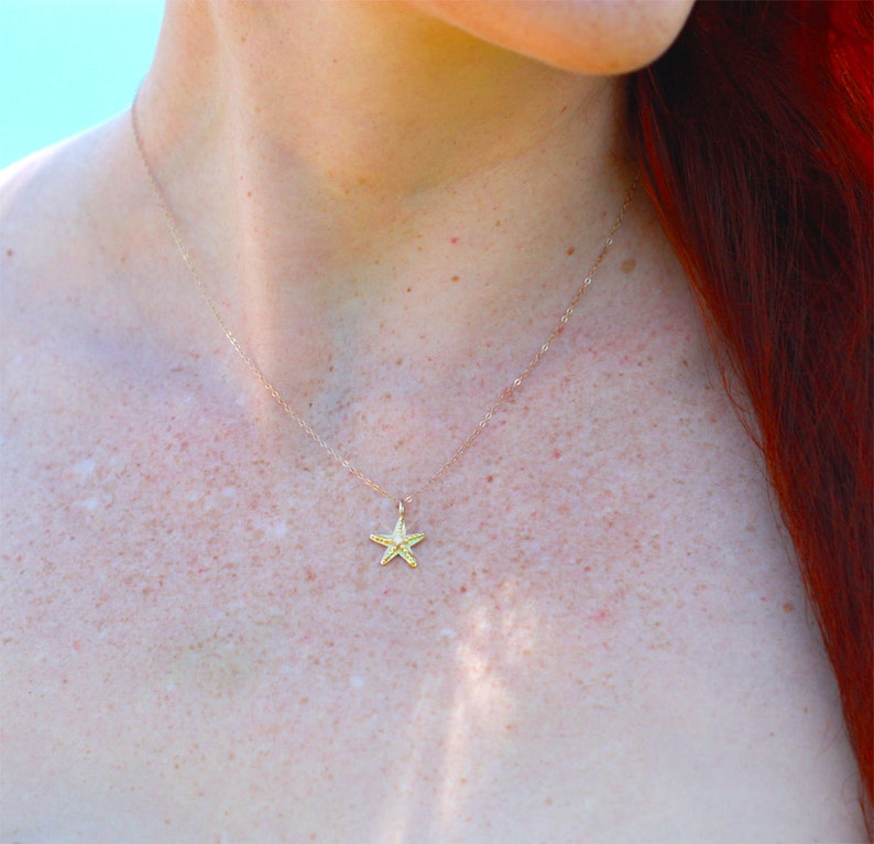 Starfish Necklace with Stone in 14KY Gold and Diamond 18 image 5