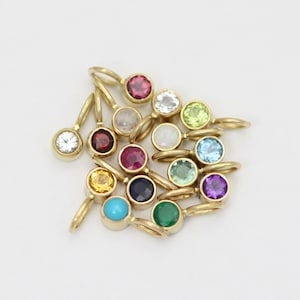 3mm Birthstone Drop Pendants in 14k Yellow Gold