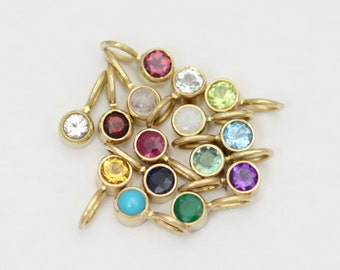 3mm Birthstone Drop Pendants in 14k Yellow Gold